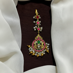 Jadau Flower Design Maang Tika - HA00204