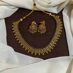 Nakshi Traditional Necklace with Kempu Stones - NN00958