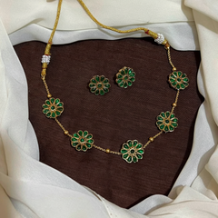 Antique CZ Stone Necklace With Earrings - NN00961