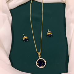 Beautiful Blue Stone Pendent Necklace In Diamond - DN0041