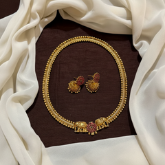 Antique Polish Kante set With Elephant Pendant - NN00178