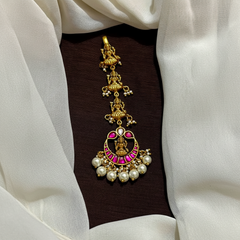 Ruby Jadau Stone Lakshmi Maang Tika - HA0014