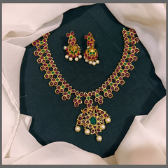 Antique Multi Colour Necklace in Nakshi - NN00553