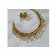 Antic Kante with Rice Pearl Nakshi Necklace with Earring - NN0099