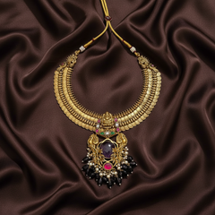 Beautiful Jadau Kaasu With Fusion Pendant - KN00582