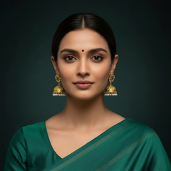 White Flowed Jadau Jhumki - KE00595