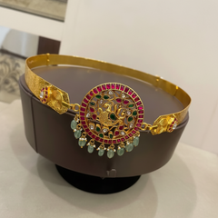 Ruby and Emerald Waist belt in Kundan - WB004