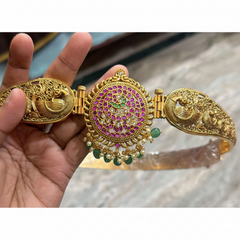 Jadau Screw Openable Gold Replica Waist Belt - WB0017