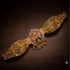 Designer Waist Belt With Lakshmi Devi And Pota Stones - WB0043