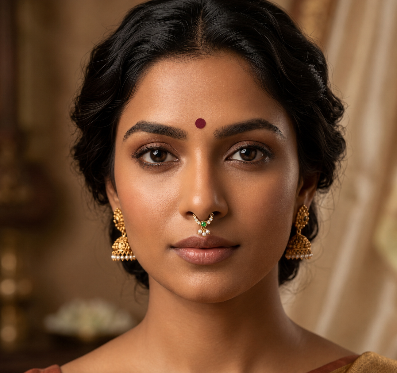 Beautiful Stone Septum Nose Ring in Kundan - NR0016