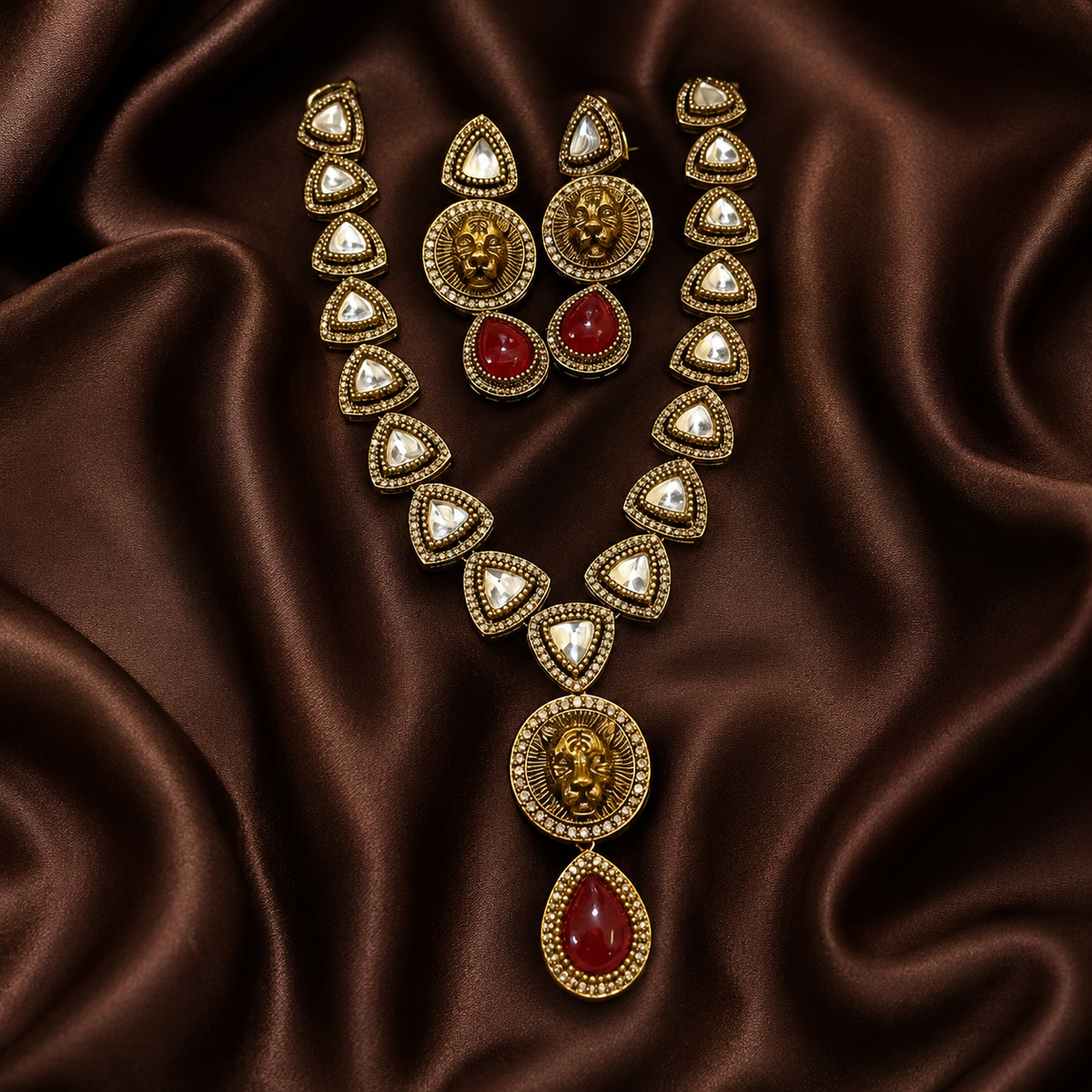 Elegant Victorian Sabyasachi collection Haram with Earrings - VN0024