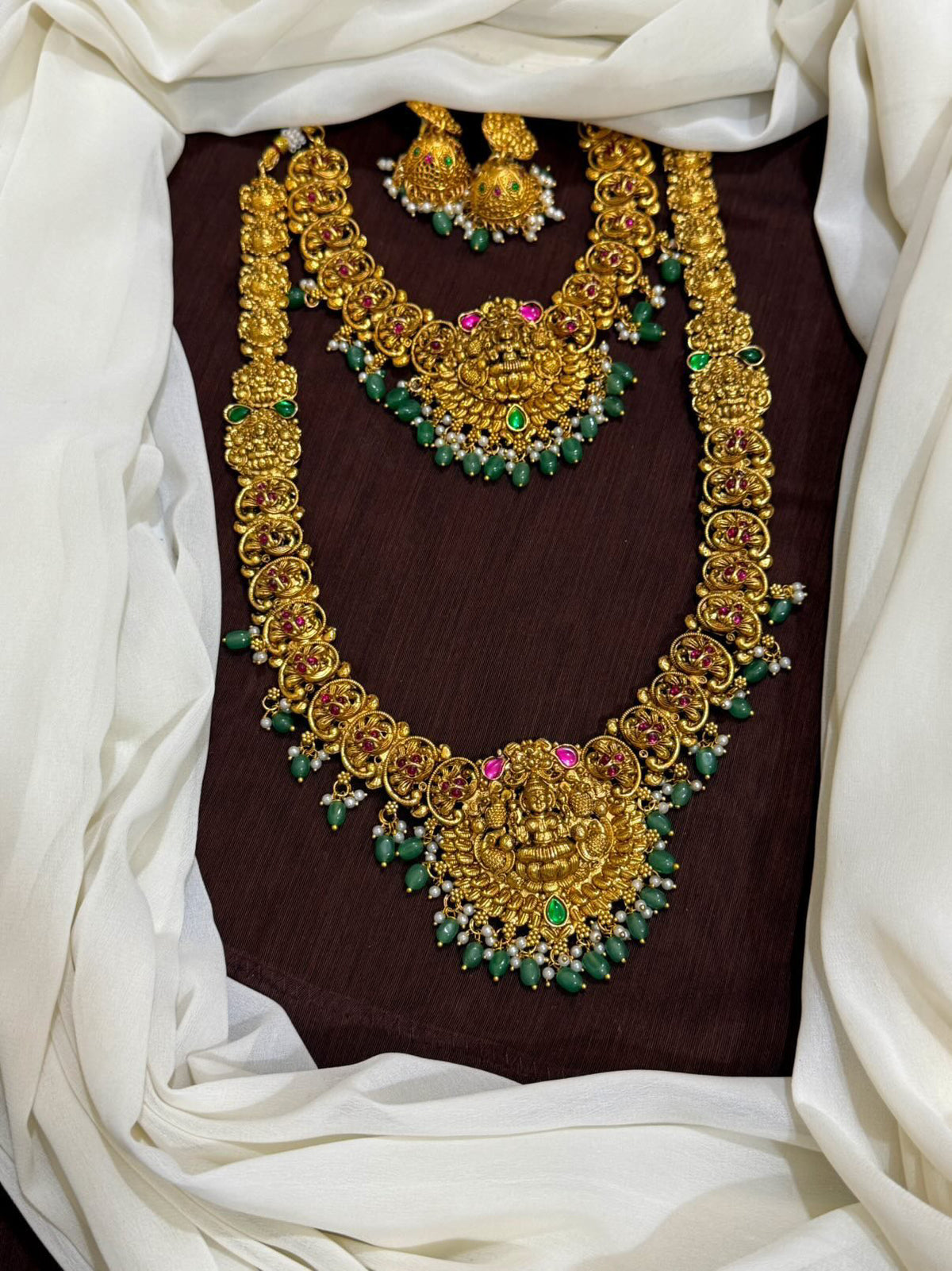 Lakshmi Long And Short Haram With 2 Pair of Earrings - BR0073