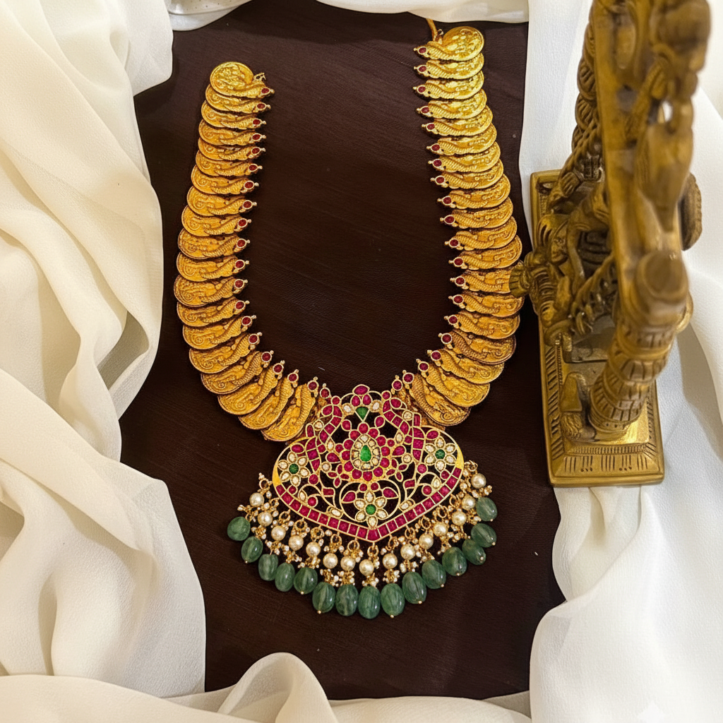 Jadau Kaasu Mid Length With Jadau Pendant - KN00623