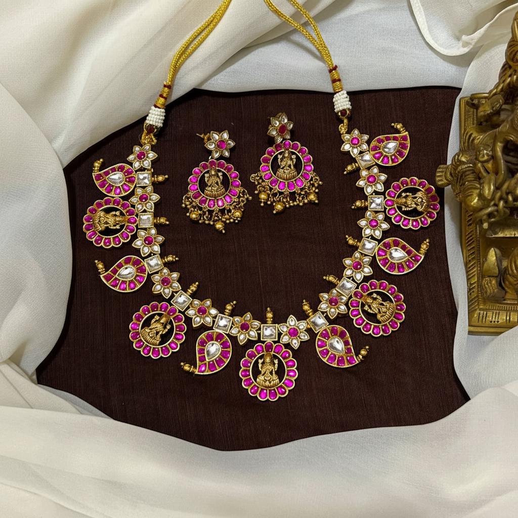 Jadau Lakshmi Bottu Necklace - KN00626