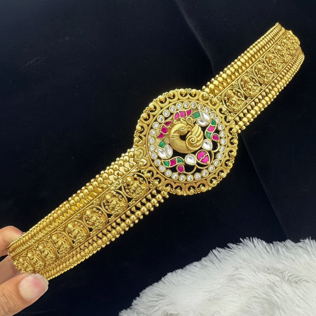 Jadau Stone Peacock Waist Belt - WB0038