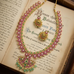 Jadau Mango Long Haram With Jhumkis - KH00393