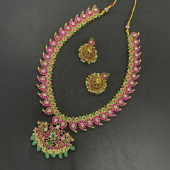 Jadau Mango Long Haram With Jhumkis - KH00393