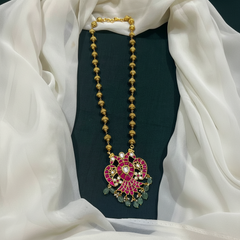 Nakshi Gold Ball Chain With Gandaberunda double side pendant - PB00573