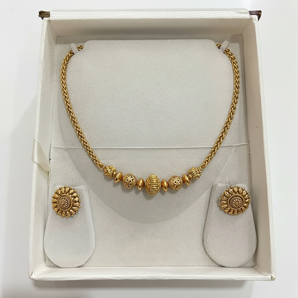 Nakshi Ball Necklace with Earirngs - NN00874