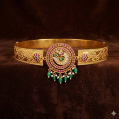 Kempu Peacock Nakshi Waist Belt - WB0027