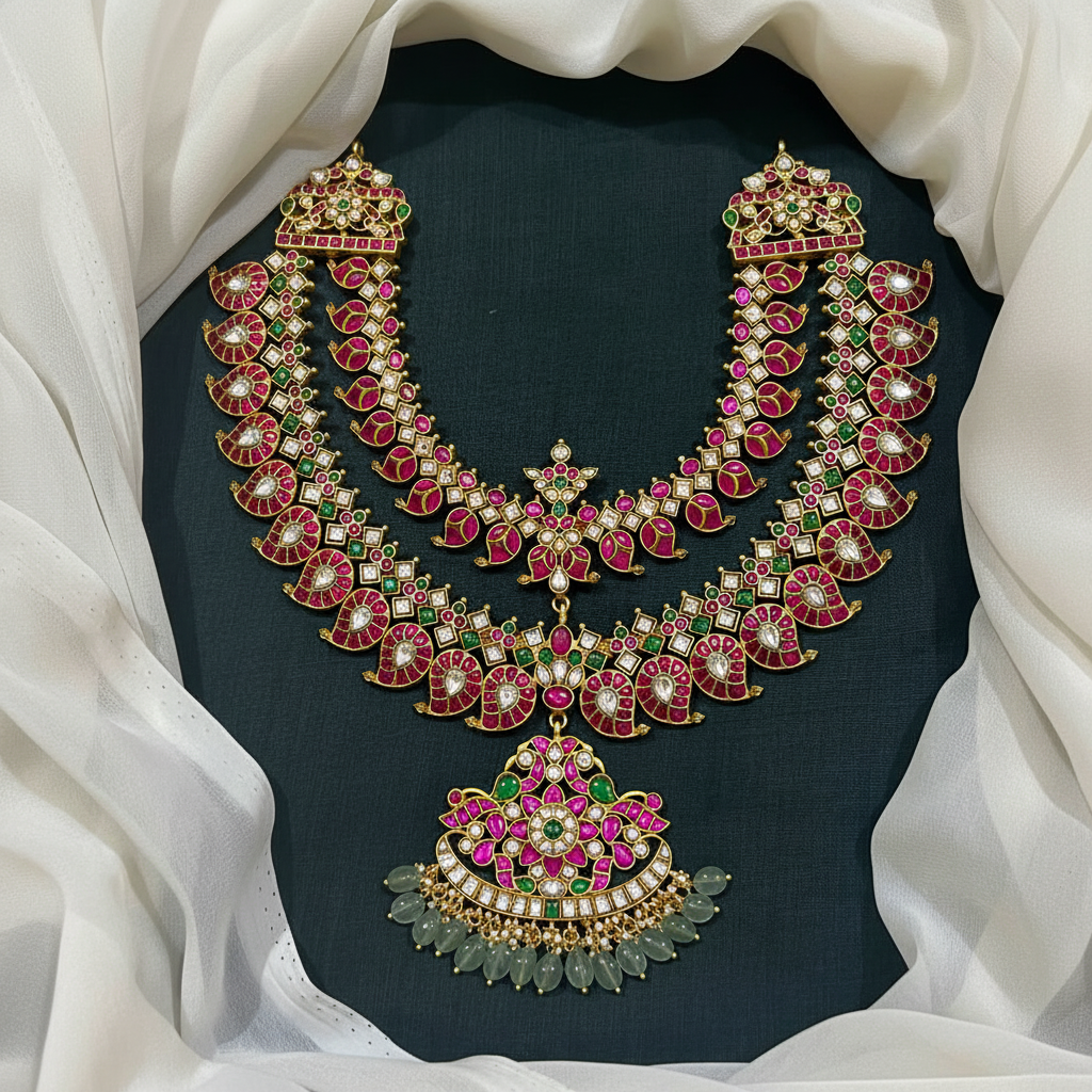 Jadau 2 Layer Mango Necklace - KN00617