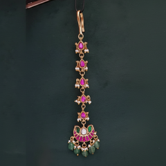 Jadau Tika With Green Beads - HA00212