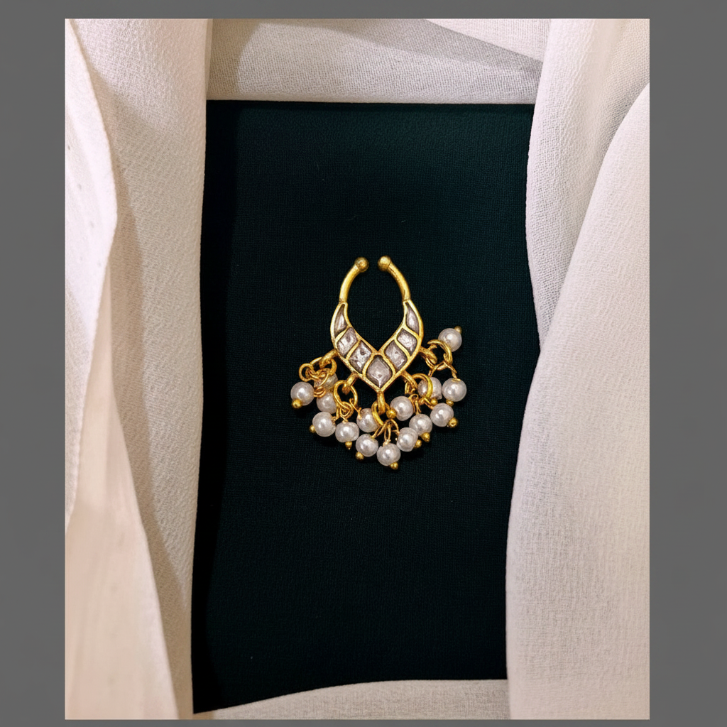 Beautiful Nose Ring With Pearls - NR0039