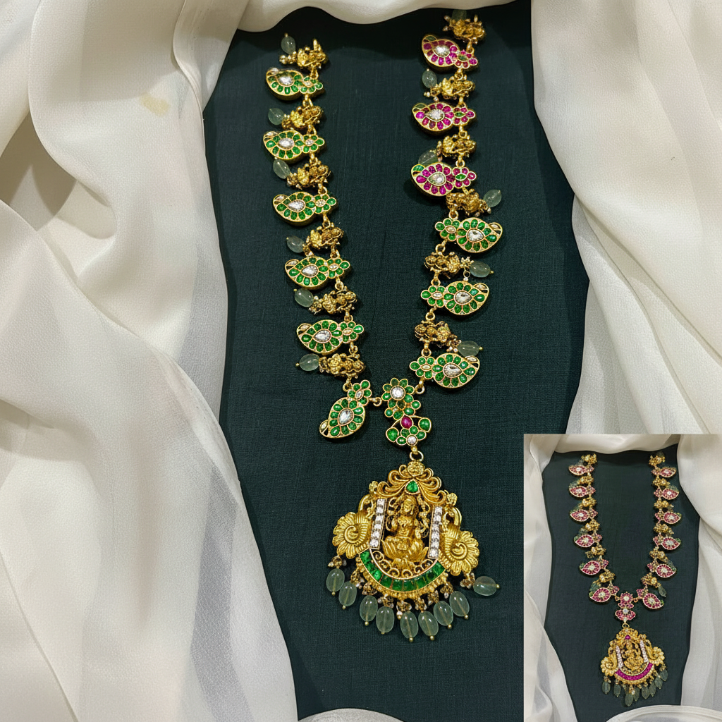 Double Sided Mango Haram With Lakshmi Pendant - KN00618