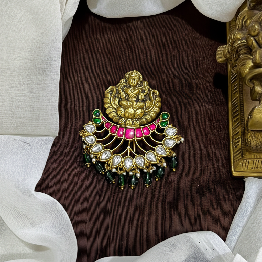 Jadau Lakshmi Pendant With Back Hook - KP00205
