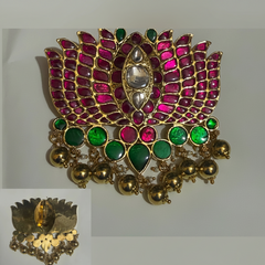 Jadau Lotus Pendant With Back Hook - KP00204