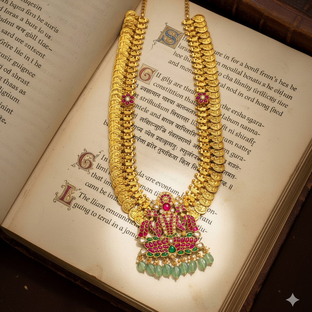 Beautiful Traditional Lakshmi Kaasu Jadau Long Haram - KH00377
