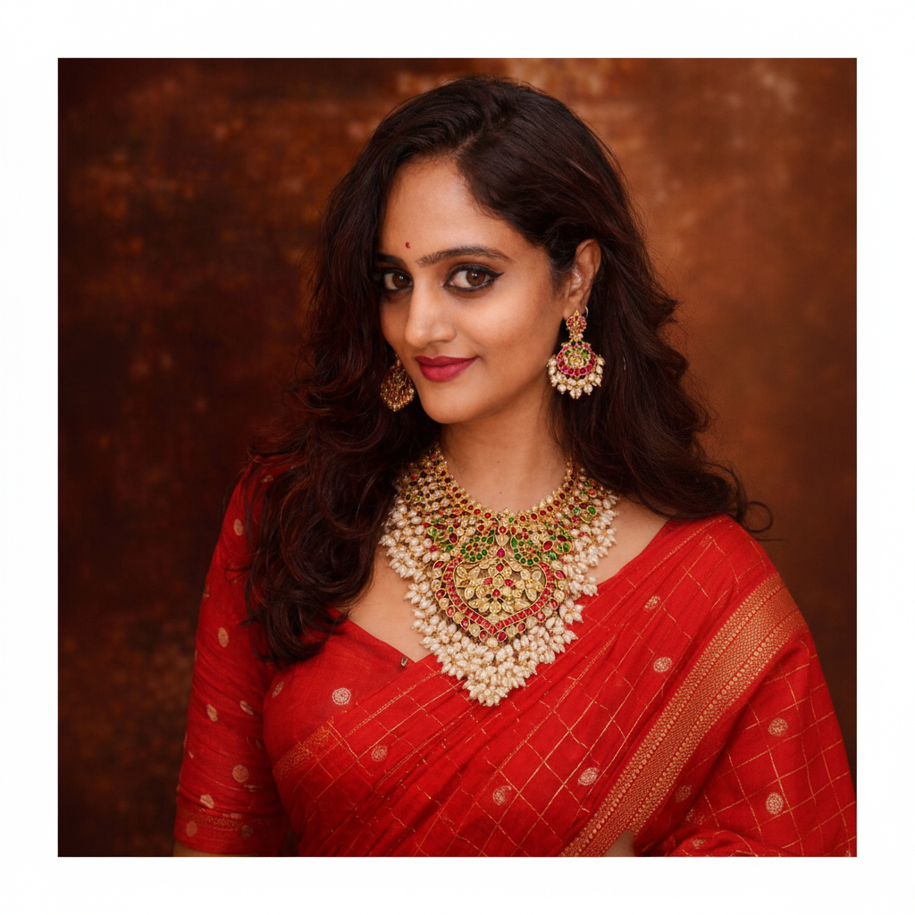 Jadau Original Rice Pearls Necklace with Earrings - KN00608