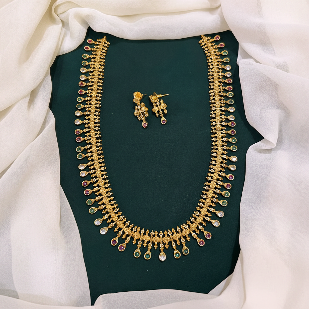 Antique finish Nakshi Haram with earrings - NH0020