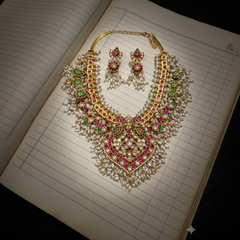 Jadau Original Rice Pearls Necklace with Earrings - KN00608