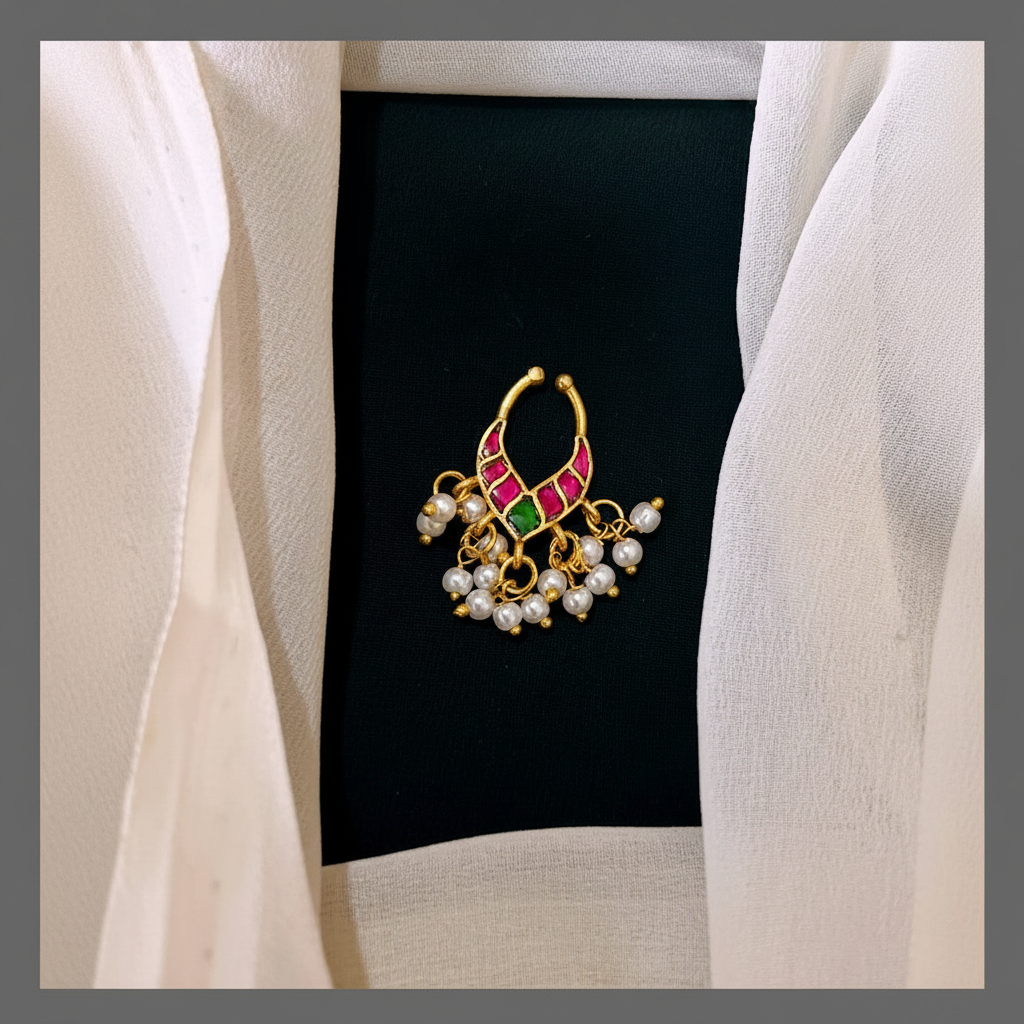 Beautiful Nose Ring With Pearls - NR0039