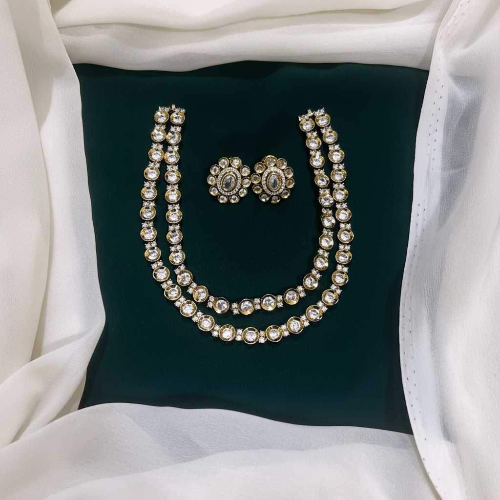 White Stone Victorian Necklace - VN0048