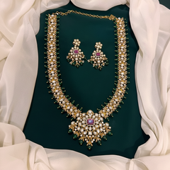 Victorian Haram with Mozonites And Emerald Beads - VH0043