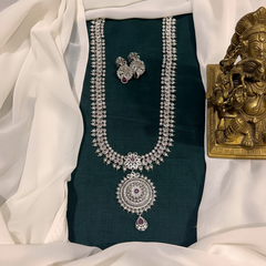 Long Nakshi Haram With Silver Polish And Jhumki - NH00415