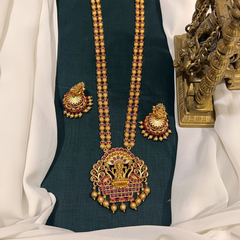 Nakshi Matt Polish Lakshmi Ball Chain Haram With Jhumki - NH00423