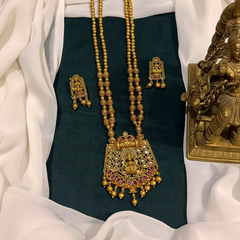 Beautiful Nakshi Balls Haram With Lakshmi Pendant And Earrings - NH00419