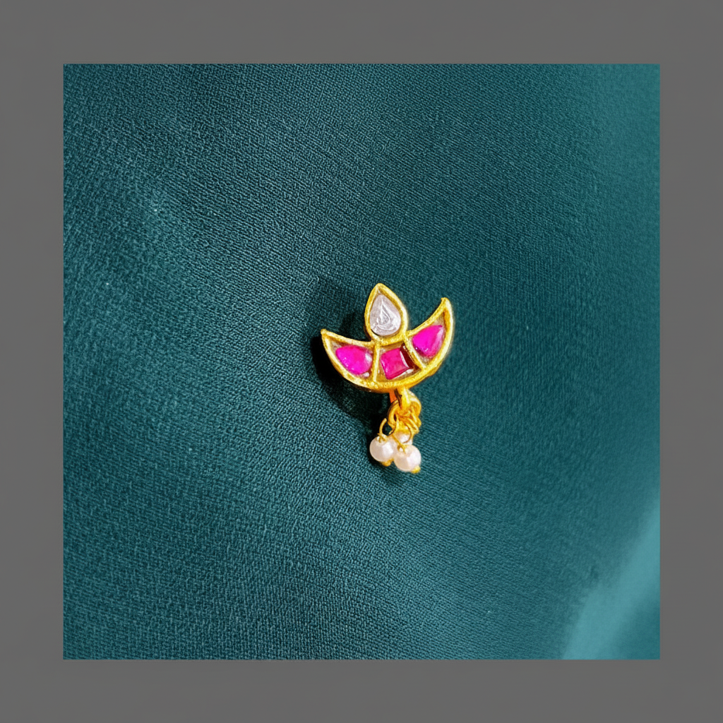 Ruby Chand Nose Ring in Kundan - NR0011