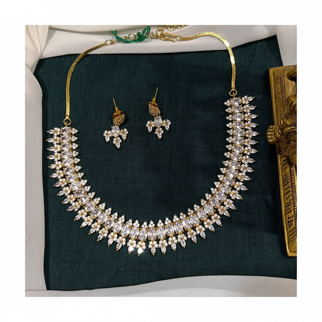 Daimond Look Alike White CZ Stone Necklace - NN00864