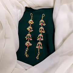 Moon Shape Kundan Matilu with Ruby and pearl - MT0011