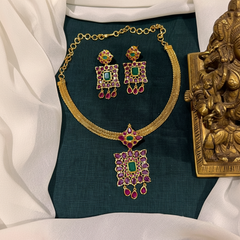 Kempu CZ Pendant and Earrings With Nanu - NN00863