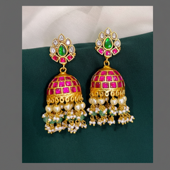 Beautiful Ruby Jhumki Earring in Kundan - KE00337