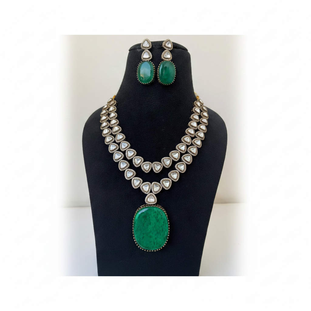 Victorian Haram with EMerald Stone Pendant - VH0038