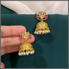 Beautiful Gold Replica Jhumki WIth Back Screw - KE00575