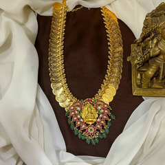 Big SIze Kaasu Haram With Jadau Lakshmi Pendant - KH00426