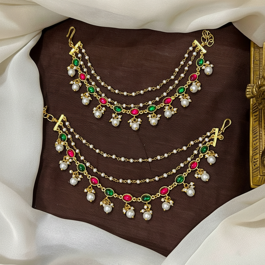 Jadau Pearl Hanging Layer Maatil - MT00107