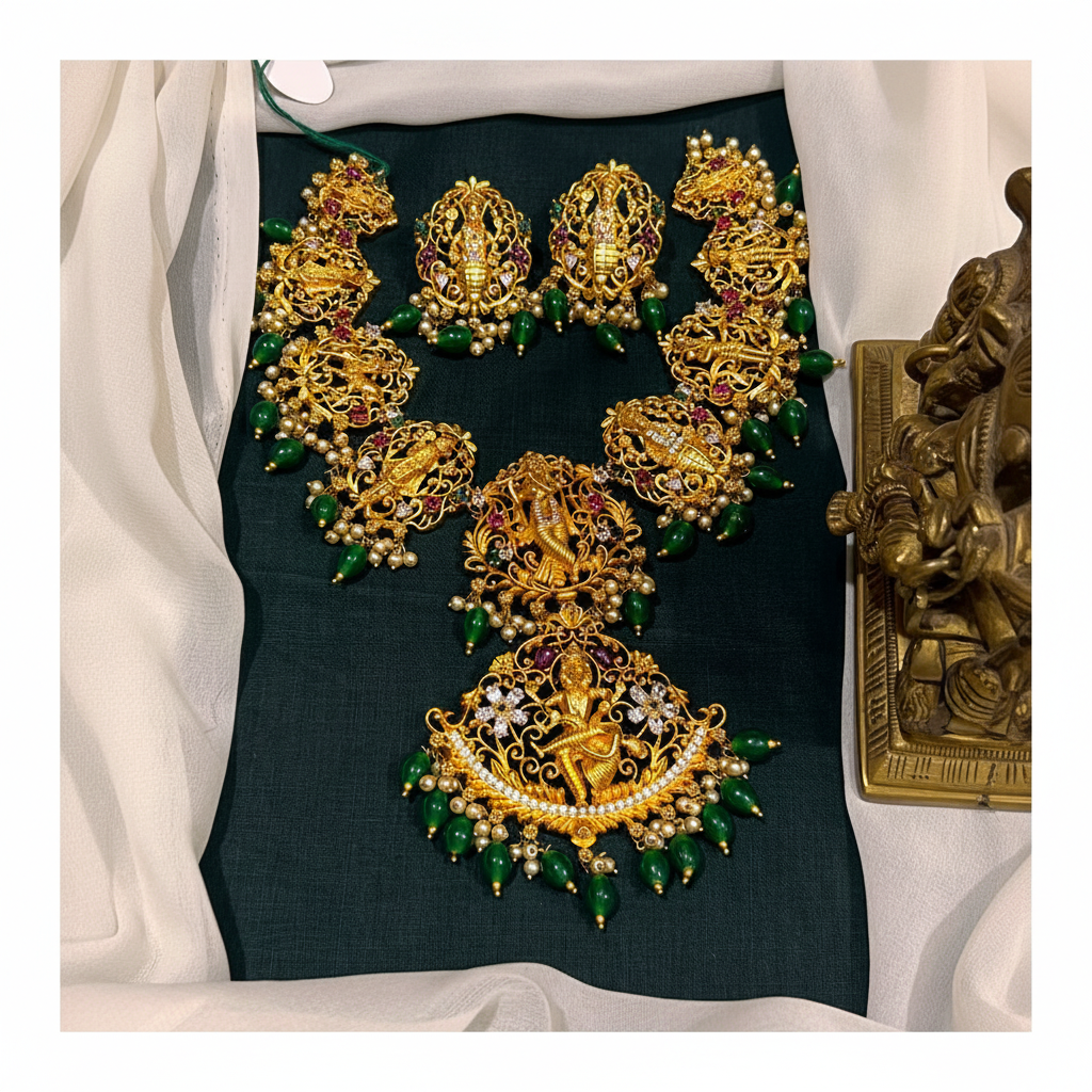 Matt Gold Polish Dasavatarm Necklace - NN00865